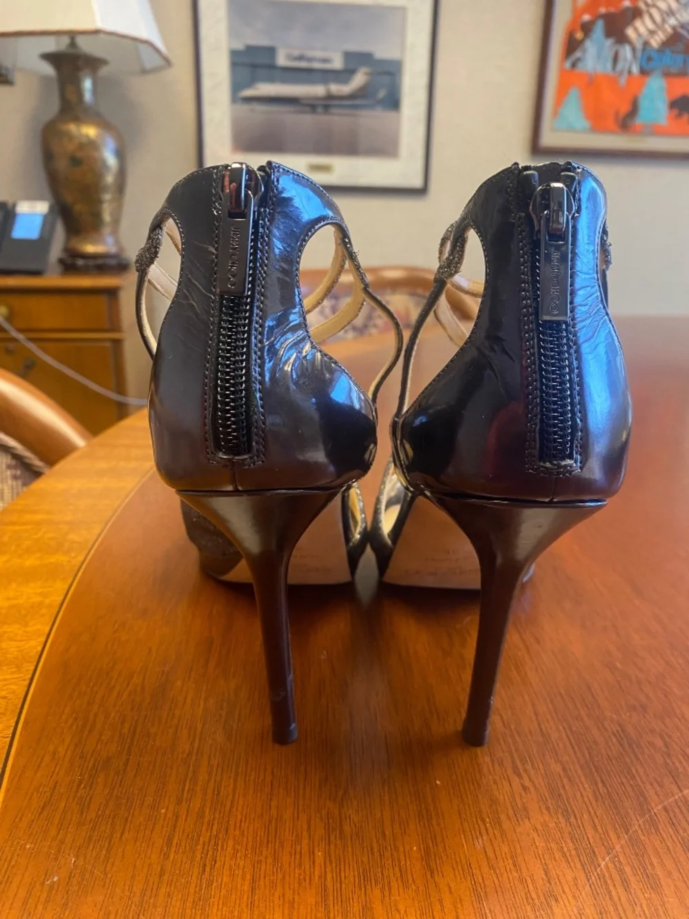 Jimmy Choo Black Strappy Platform Heels - Size 38